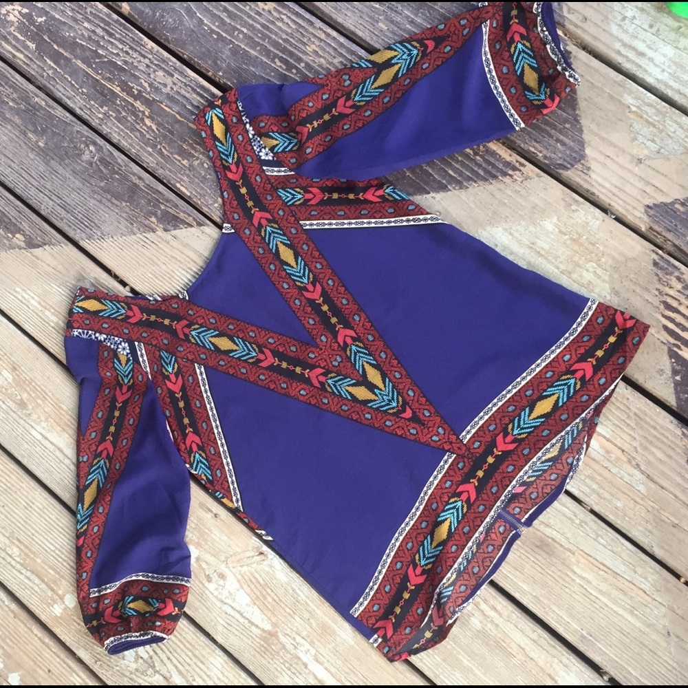 Pink Owl Multi Color Festival Zip Back Blouse